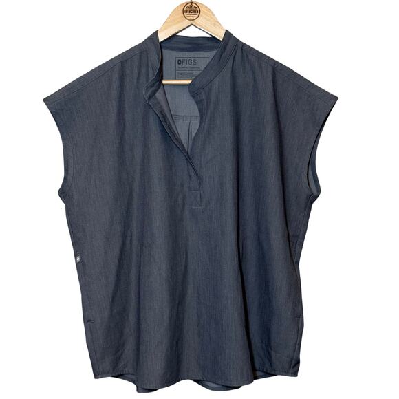 FIGS Rafaela Oversized Scrub Top Short Sleeve Graphite Women’s Size Large - Picture 1 of 9